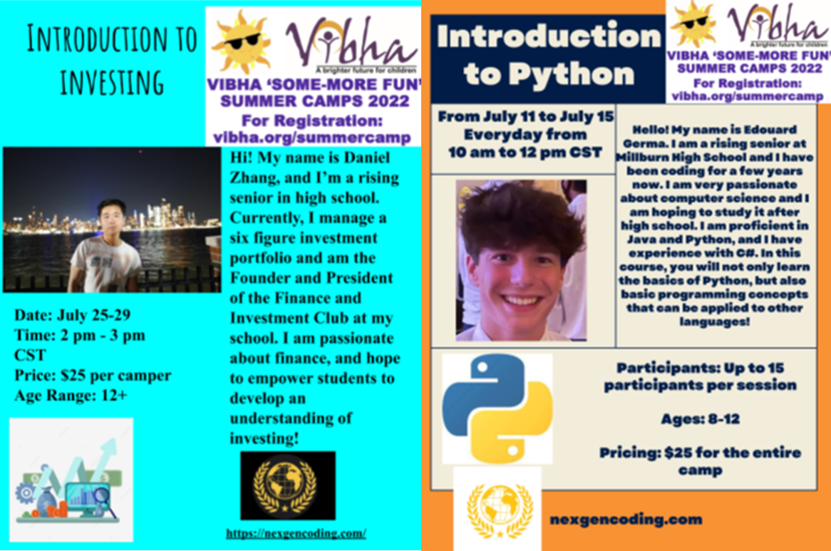 NexGen Partnered With VIBHA.ORG to teach Underserved in Summer of 2022